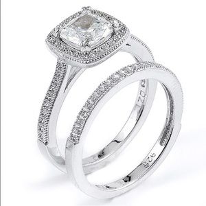 Sterling silver CZ 2 piece engagement ring
