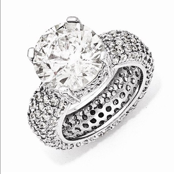 Cheryl M Sterling Silver Fancy CZ Pave Ring