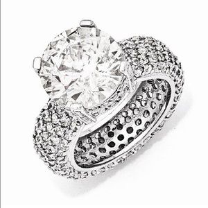 Cheryl M Sterling Silver Fancy CZ Pave Ring