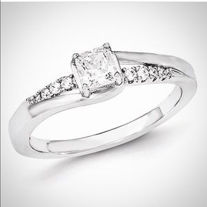 Sterling Silver Princess CZ Engagement Ring