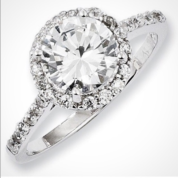Sterling Silver Round Cut CZ Engagement Round Ring