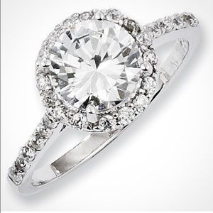 Sterling Silver Round Cut CZ Engagement Round Ring