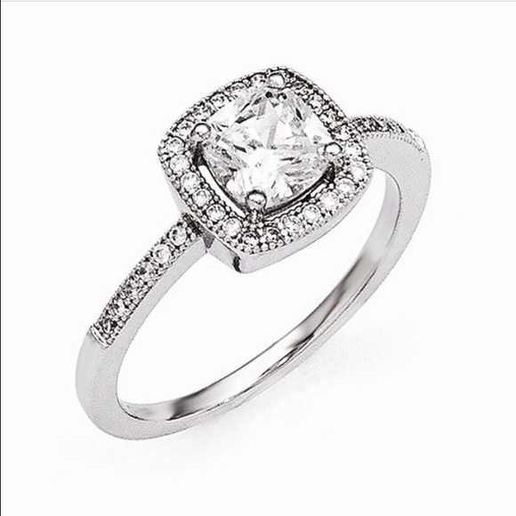 Sterling Silver CZ Brilliant Engagement Ring