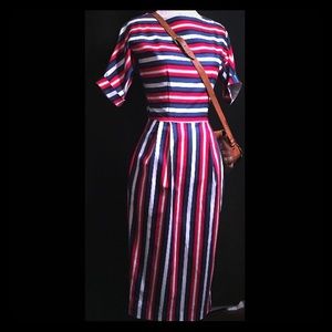 Asos wiggle dress red white blue