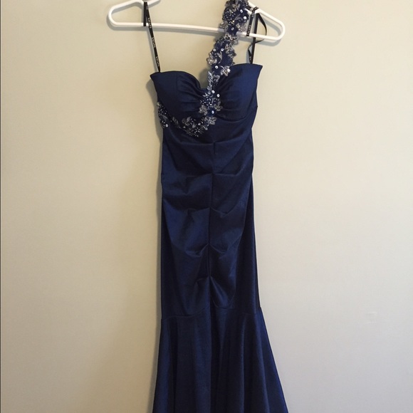 Xscape Blue Gown for Wedding or Prom - Picture 2 of 4