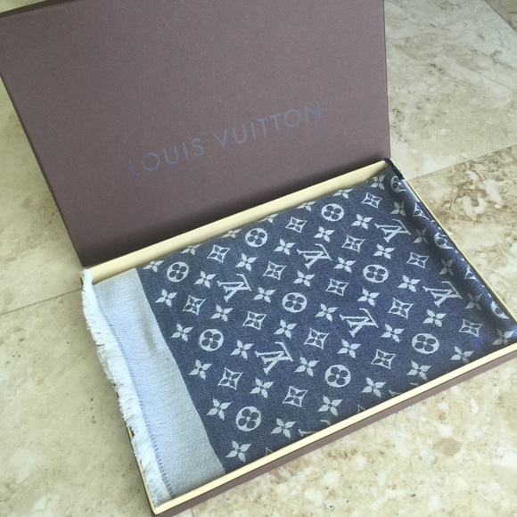 Louis Vuitton Monogram Denim Shawl Scarf Blue