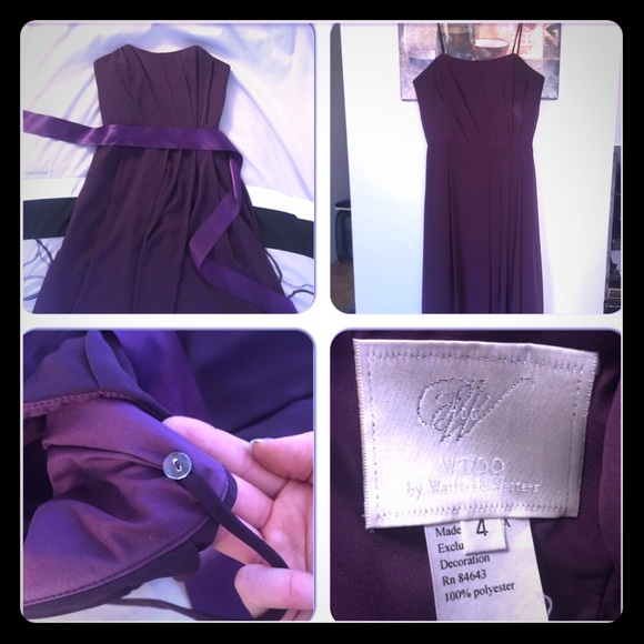 Purple WToo (Watters) cocktail dress w/ sash