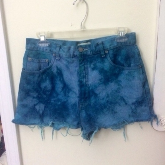 Vintage High Waisted Tie Dye Wash Shorts