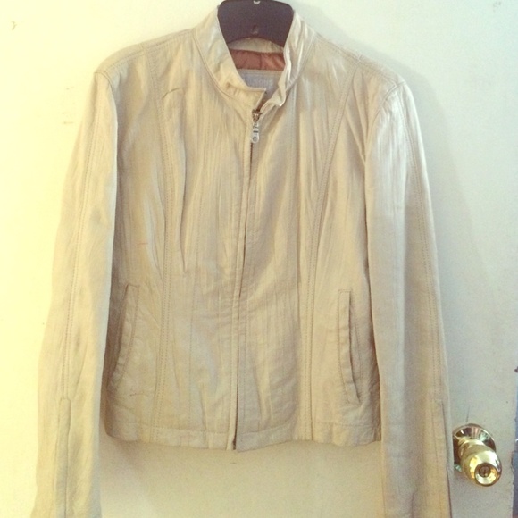 Beige leather jacket