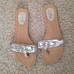 Silver flip flops