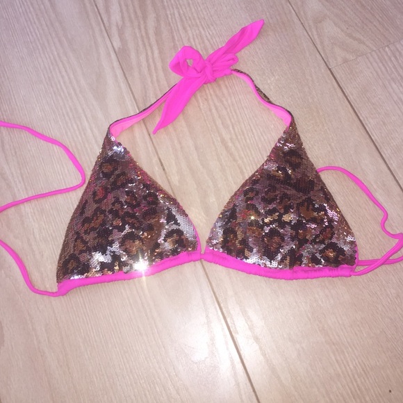 Sequin leopard print Victoria's Secret bikini top