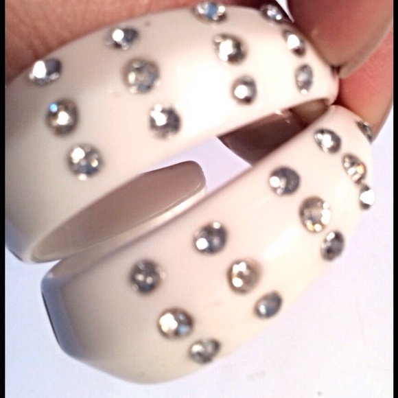 Vintage Plastic Rhinestone Hoop Earrings