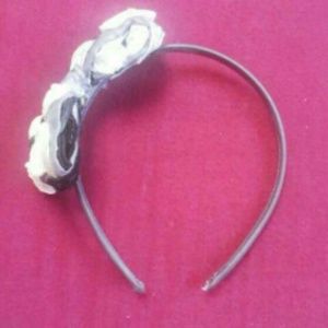 Greyscale floral bow headband