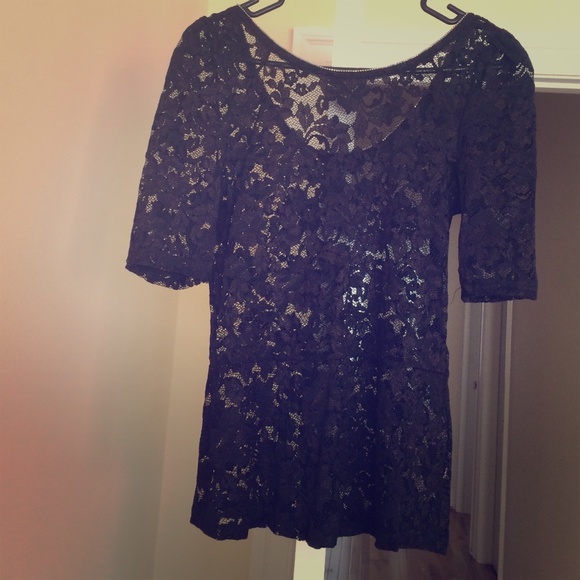 black lace ruffle top.