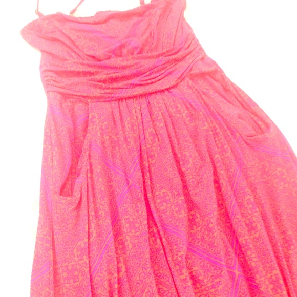 Coral/Orange Printed maxi dress