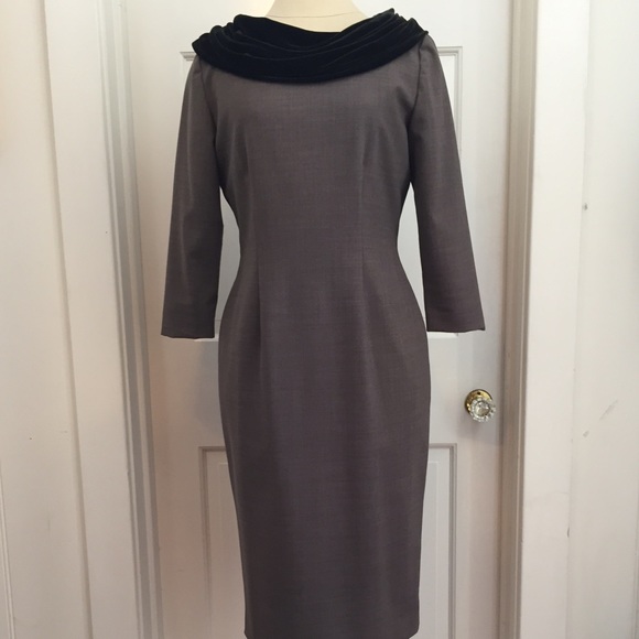 Vintage Zelda Brown Dress w/ Olive Velvet Collar