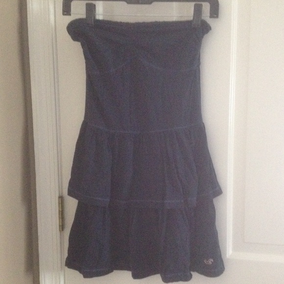 Blue strapless dress