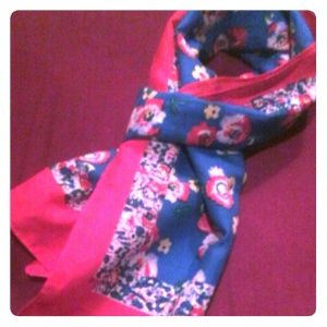 Red and blue floral scarf