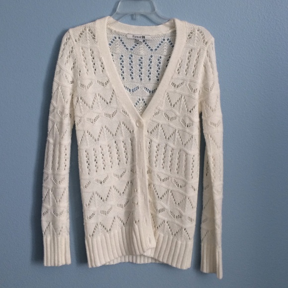 Cream knit cardigan sweater