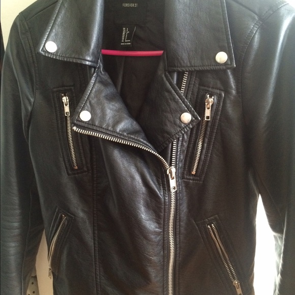 Faux Leather Black Biker Jacket 🔥