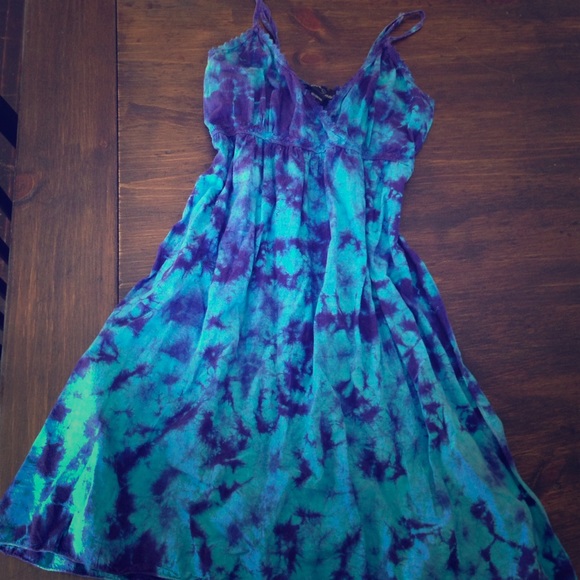 Blue sundress with lace detail