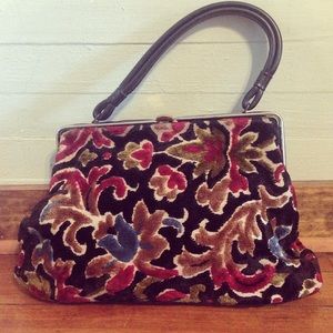 Stunning Vintage Boho Chenille Tapestry Carpet Bag