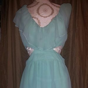 Mint chiffon side cut out dress