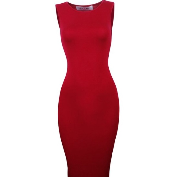 Red midi dress