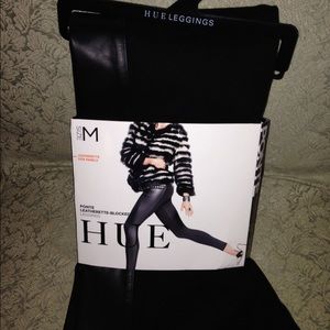 Hue Ponte Leatherette-blocked Leggings