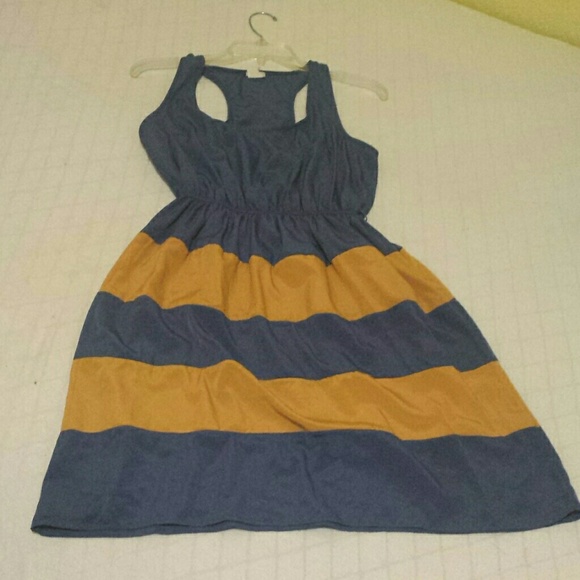 Beautiful racer back blue and gold spring dress
