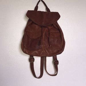 Dark Tan Real Leather Medium Rucksack/Backpack
