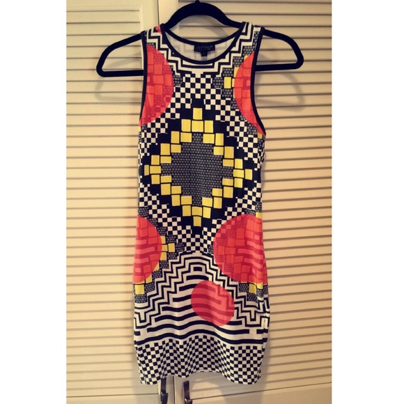 Topshop fitted geometric razorback dress