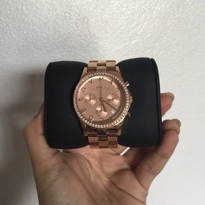 Rose Gold Medium Face Watch W Jewels