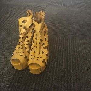 Chunky cut out heels