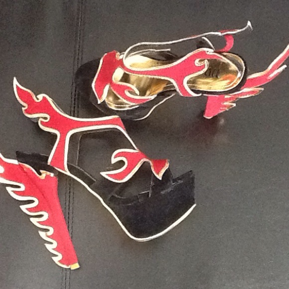 Black,red and Gold Flaming sandals