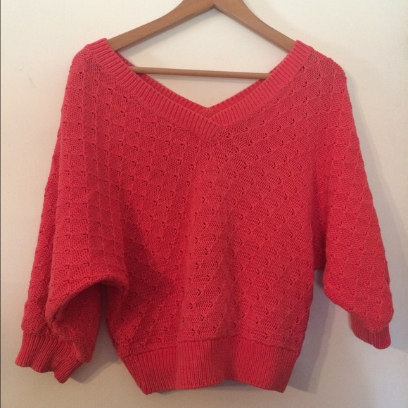 Sweaters - Cropped Coral Dolman Sweater