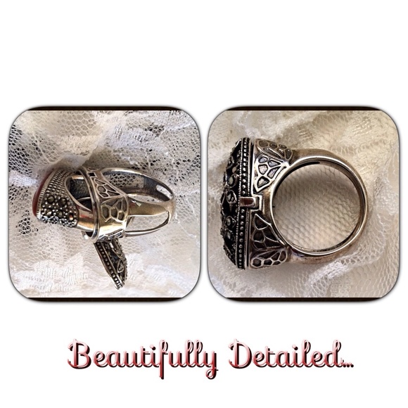 Vtg Interchangeable 2 In 1 Sterling Gemstone Ring - Picture 2 of 4