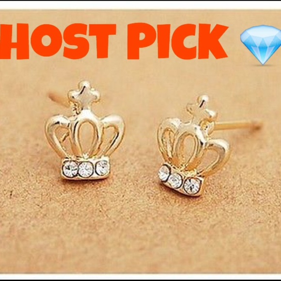 💍 ( 2 for $20 )  9K Yellow Gold Filled Crown Earrings Stud