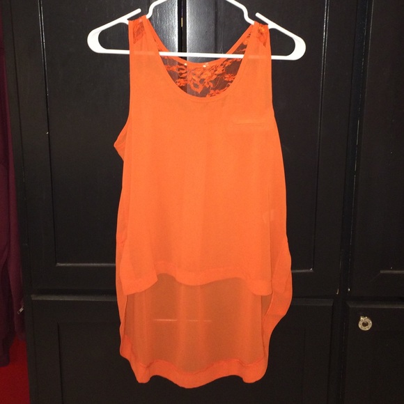 lace/chiffon orange tank