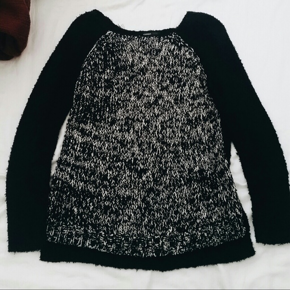 MANGO Black + White Sweater