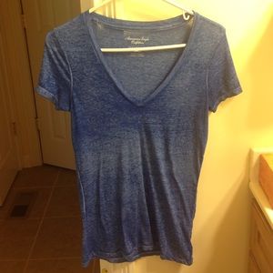 Blue v neck, somewhat see through