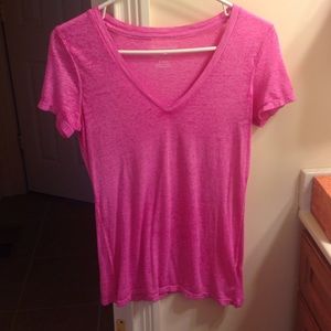 Pink v neck, somewhat see through