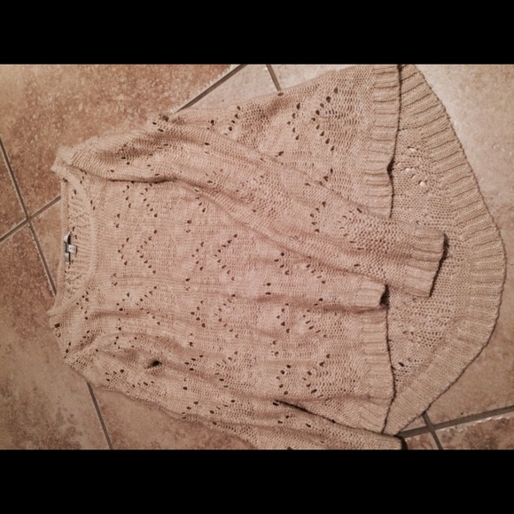 papaya open knot beige sweater