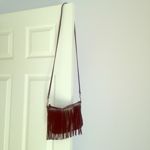 Small silver&black fringe crossbody