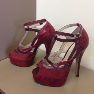 Top Shop Suede And leather snakeskin Pump