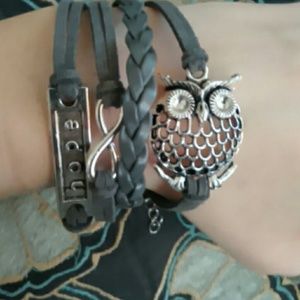 Cute grey owl bracelet