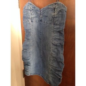 Strapless jean dress