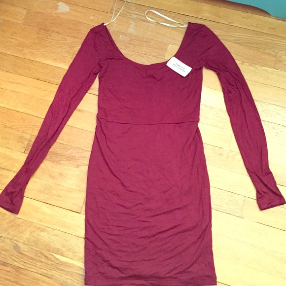 Long Sleeved Swoop Necked Short Dress