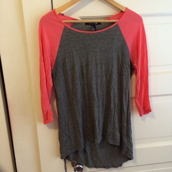 Pink and Grey Forever 21 Baseball Shirt