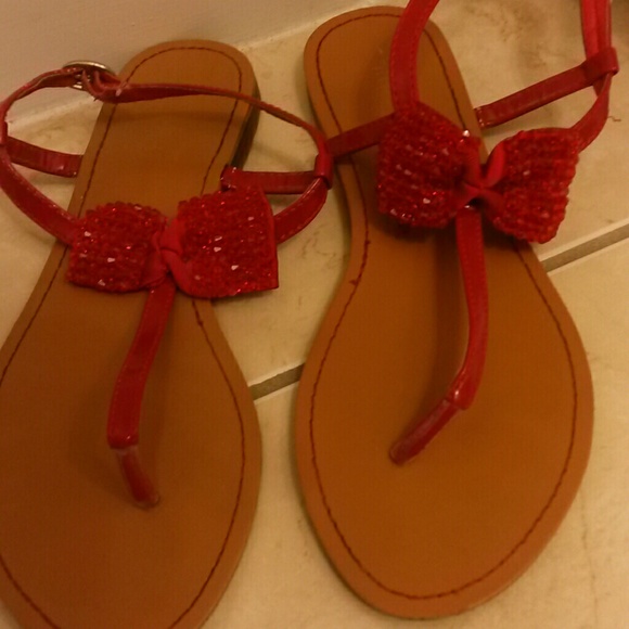 Shoes - Sparkly red bow sandals